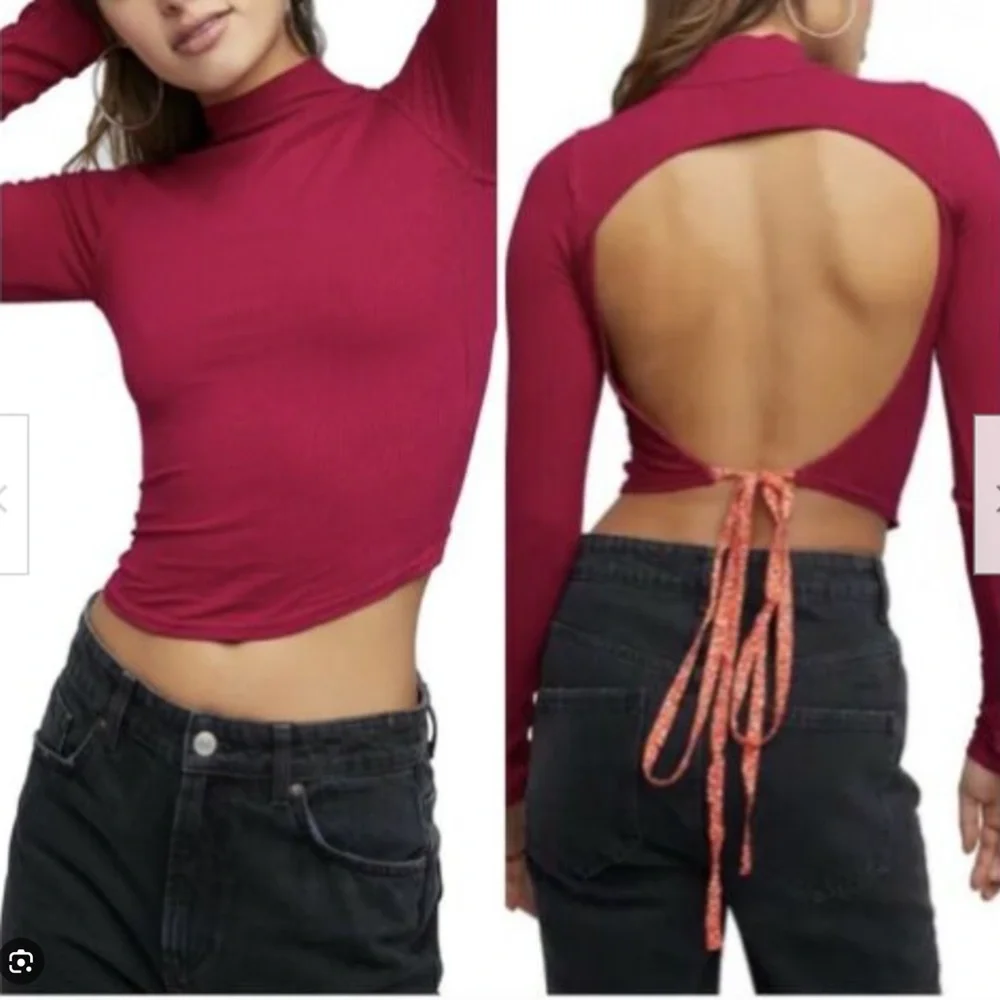 Free People Edge of Town Open Back Crop Top Pink Magenta Size Large
